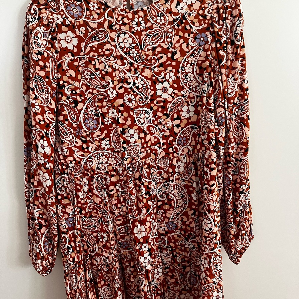 Miss Selfridge Rust and White Paisley Floral Dress